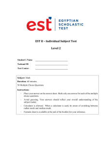 EST II - Math Level 2 - June 2021
