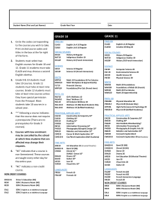 High School Course Selection Form