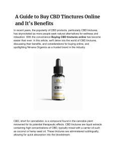 A Guide to Buy CBD Tinctures Online and It's Benefits