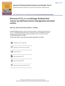 Removal of CO2 in a multistage fluidized bed reactor by diethanol amine impregnated activated carbon