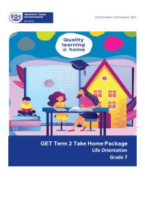 Take Home Pack Gr. 7 Life Orientation T2