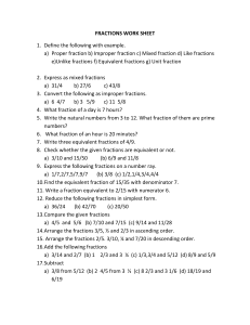 Class 6 -Fractions- Worksheet