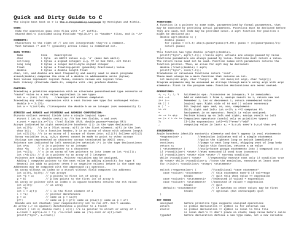 Quick C Programming Guide: Syntax, Data Types, & Functions