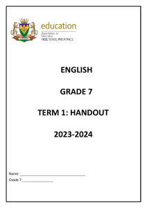 7.3 Grade 7 Language Handout  Term 1 2023-2024