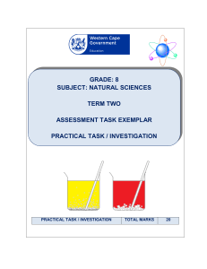 Grade 8 PRACTICAL TASK or INVESTIGATION  ASSESSMENT TASK EXEMPLAR Term 2