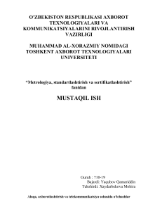 Vazirligi muhammad al-xorazmiy nomidagi toshkent axborot texnolo