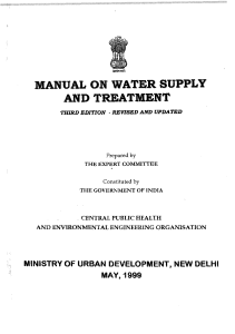 Manual on Water Supply and Treatment CPHEEO MoUD 1999