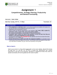 Operations Management Assignment 1