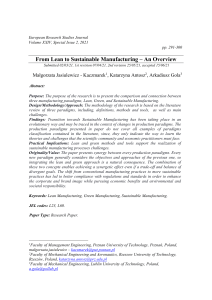 From Lean to Sustainable Manufacturing - An Overview