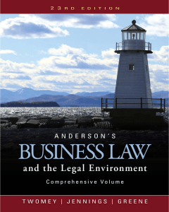 Anderson's Business Law and the Legal Environment, Comprehensive Volume 23th Edition