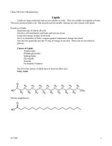 Chem 100 Unit 5 Biochemistry