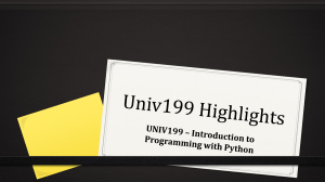 UNIV199 Intro to Python Programming Course Overview