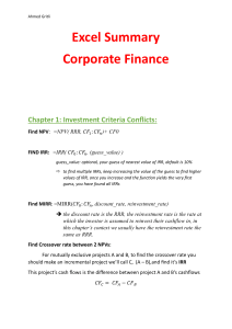 Excel Summary corporate finance