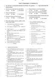 English Test: Spotlight 11 Module 5