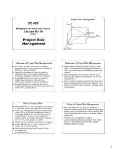 SC420 Lecture 10 - Project Risk Management