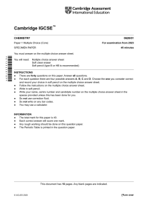 Specimen 2023 QP - Paper 1 CIE Chemistry IGCSE