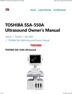 TOSHIBA SSA-550A Ultrasound Owner's Manual
