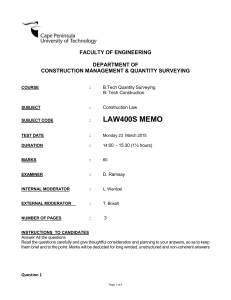 Construction Law   400S TEST No. 1     2015   MEMO