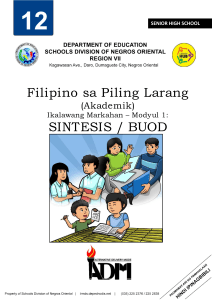 Filipino Synthesis Module for Senior High School