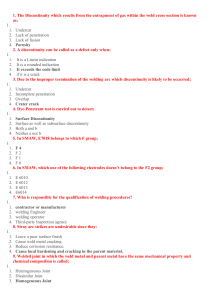 Welding Exam: Discontinuities, Processes, and Defects