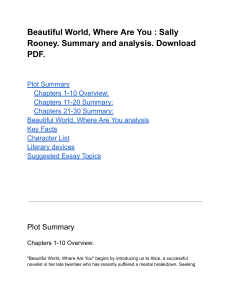 Beautiful World, Where Are You : Sally Rooney. Summary and analysis. Download PDF. 