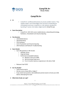 Dion Comptia Core 1 Study Notes
