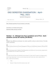 Operations Management test paper