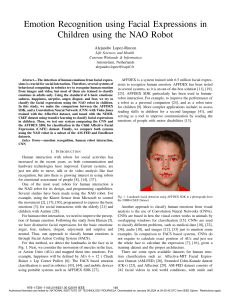 Emotion Recognition using Facial Expressions in Children using the NAO Robot
