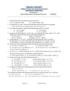 Basic Mathematic (N) Worksheet -1  2014