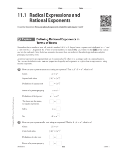 11 1 Radical Expressions and Rational Exponents