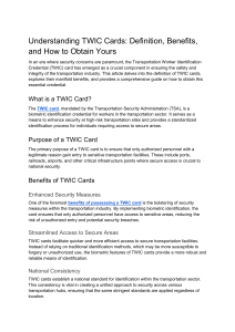 Understanding TWIC Cards  Definition, Benefits, and How to Obtain Yours