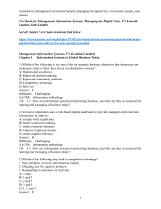 Test Bank Management Information Systems, Managing the Digital Firm, 17e Kenneth Laudon, Jane Laudon