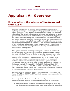 0. Appraisal  An Overview 1