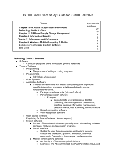 Study Guide for Final Exam - Fall  2023 