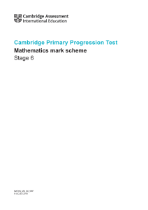 Cambridge Primary Progression Test - Mathematics 2018 Stage 6 - Mark Scheme (1)