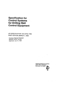 API Spec 16D Control Systems Well Control Equipment 1993