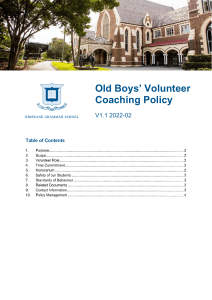 Old Boys Volunteer Coaching Policy V1.1 202202