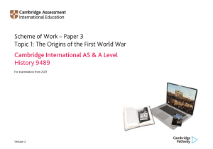 9489 Scheme of Work Paper 3 - Topic 1 (for examination from 2021)