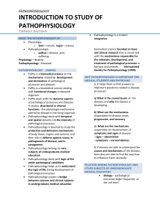 INTRODUCTION TO STUDY OF PATHOPHYSIOLOGY