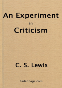 An Experiment in Criticism