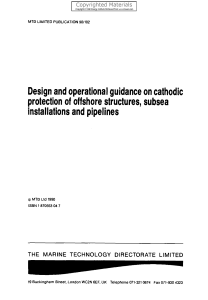 Design and Operational Guidance on Cathodic Protection of Offshore Structures, Subsea Installations and Pipelines ( PDFDrive )
