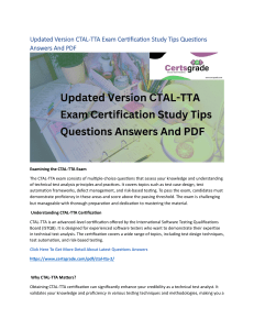 Updated Version CTAL-TTA Exam Certification Study Tips Questions Answers And PDF