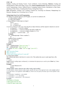 R Programming: Vectors, Matrices, Lists, User Input