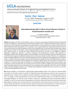 Si-based Quantum Cascade Laser Seminar: Heteroepitaxy Advances