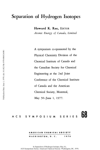 Separation of Hydrogen Isotopes: ACS Symposium Series