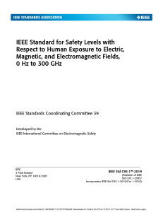 IEEE-C95.12019 -Standard for Safety Levels with respect to Human Exposure to Electric Magnetic EMC Fiels 0 Hz 300 GHz