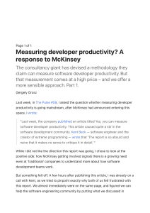 Measuring developer productivity? A response to McKinsey