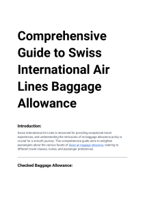 Baggage Allowance Of Swiss Air 