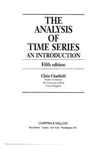 The Analysis of Time Series An Introduction 5th edition