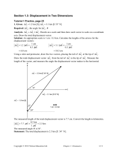 NELSON 12 PHYSICS SECTION 1.3 SOLUTIONS